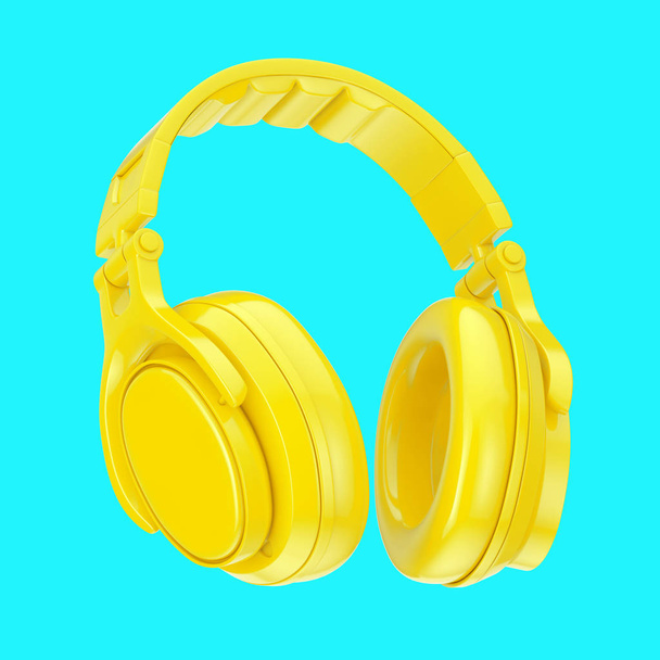 Modern Fun Teenager Yellow Headphones. 3d Rendering - Photo, Image