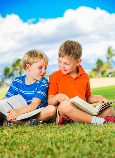 Boys Reading Books - Zdjęcie, obraz