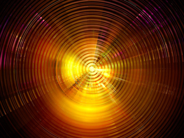 Abstract golden glowing disk - digitally generated image - Photo, Image