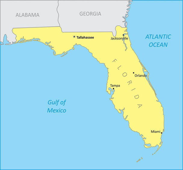 Florida bölge haritası - Vektör, Görsel