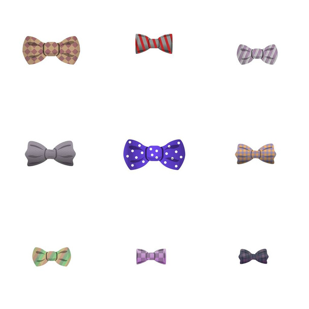 Textile bow tie icon set, cartoon style - Vecteur, image