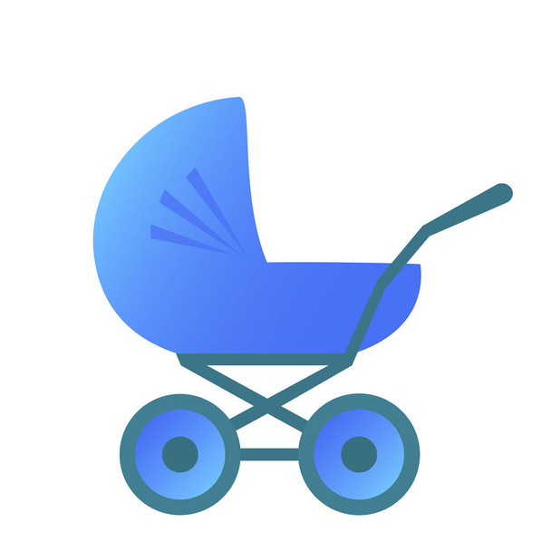 Poussette bébé classique bleu
 - Vecteur, image