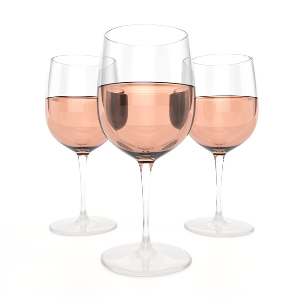3 ποτήρια ροζέ κρασί - Φωτογραφία, εικόνα
