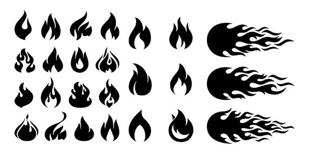 vetor fogo chama ícone conjunto símbolo de fogo no fundo branco
 - Vetor, Imagem