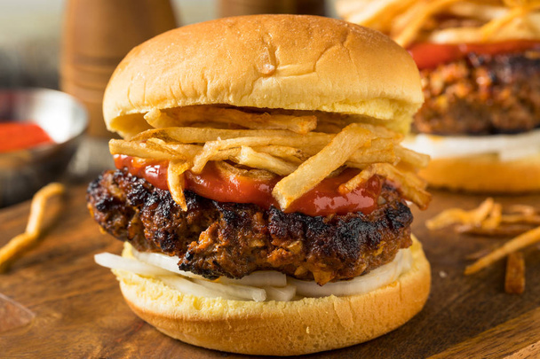 Homemade Cuban Fritas Hamburger - 写真・画像