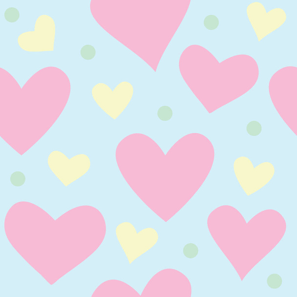 Spring vector seamless pattern with love hearts - Vector, Image