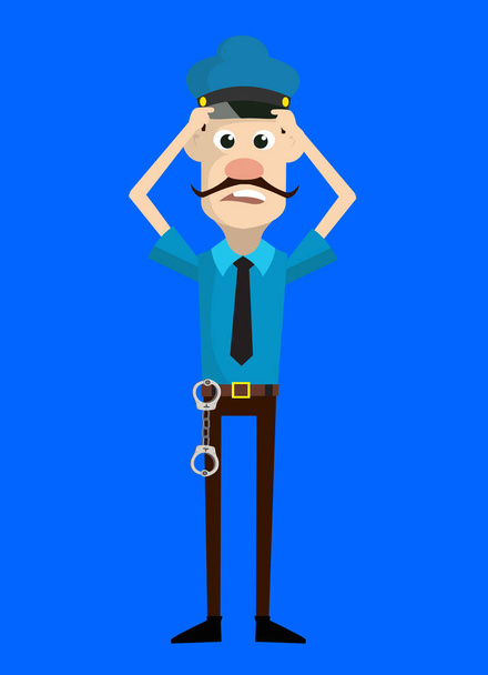 Cartoon Cop Policeman - with Worried Face - Vetor, Imagem