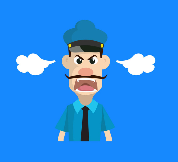 Cartoon Cop Policeman - Screaming in Aggression - Vetor, Imagem