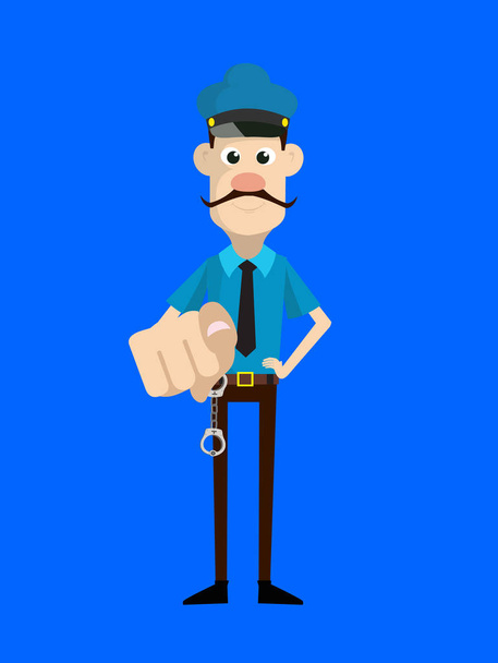 Cartoon Cop Policeman - Laughing and Pointing - Vetor, Imagem