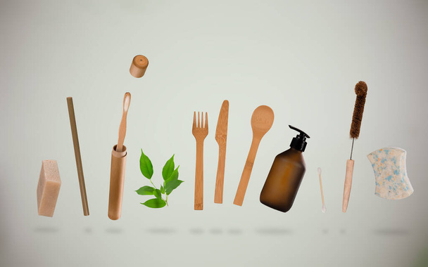 Zero waste supplies for personal hygiene. Sustainable lifestyle concept. - Foto, Bild
