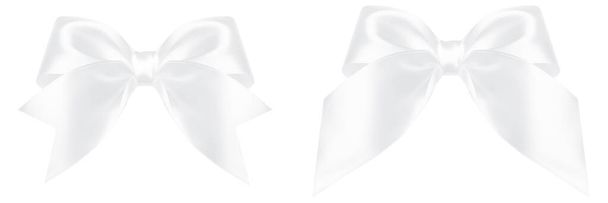 White gift bow of satin ribbon isolated on white background. Christmas decoration for holiday gift box - Photo, Image