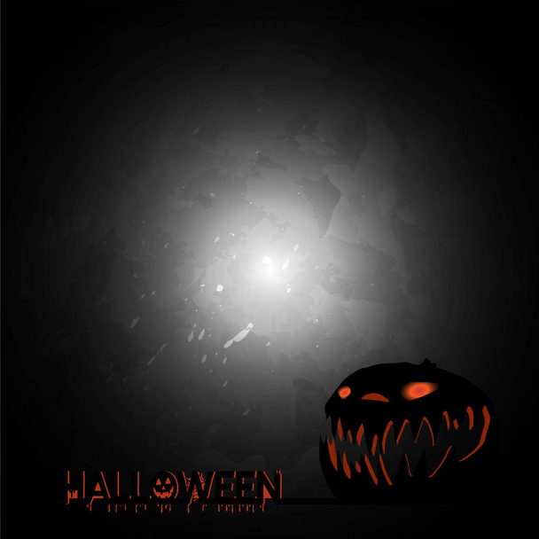 Happy Halloween Text Banner and Pumpkin Head vektor design poszter elemek logók, jelvények, címkék, ikonok és tárgyak. Halloween meghívó sötét telihold háttér  - Vektor, kép