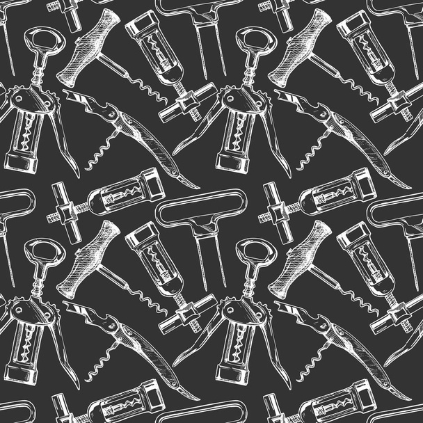 Seamless pattern with different corkscrews - Vettoriali, immagini