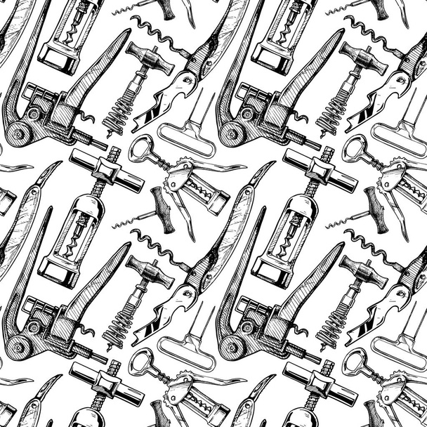 Seamless pattern with different corkscrews - Vektor, kép