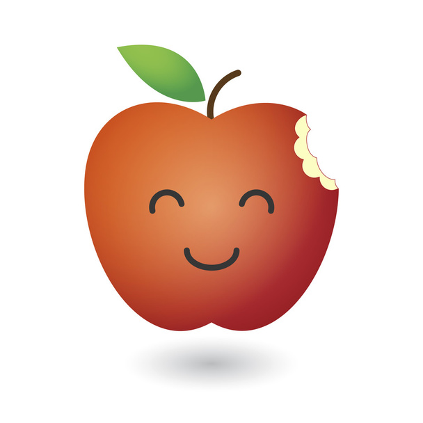 Иллюстрация милого красного свежего яблока
 - Вектор,изображение