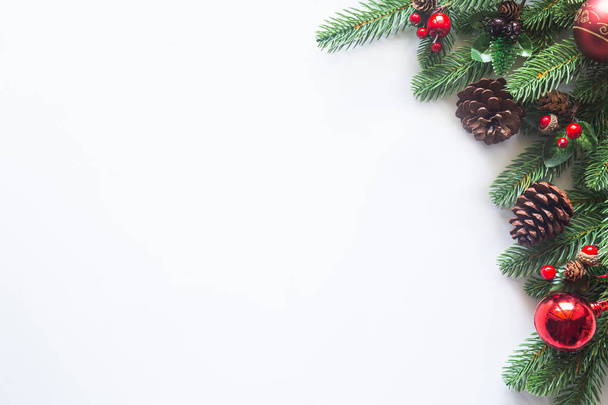 Holiday Christmas card background with festive decoration ball,  - Valokuva, kuva