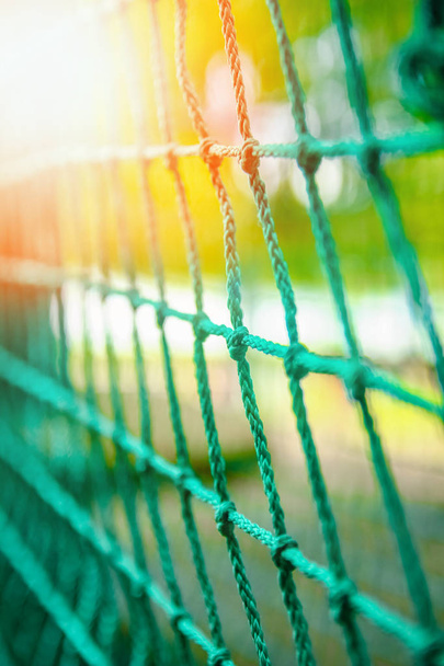 beautiful rope and net climbing in the park on the nature - 写真・画像