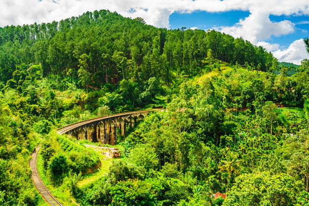 View on Train passing over Nine Arches Bridge in Ella, Sri Lanka - Fotoğraf, Görsel