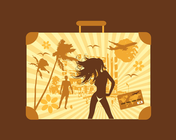 Летняя поездка, чемодан
 - Вектор,изображение