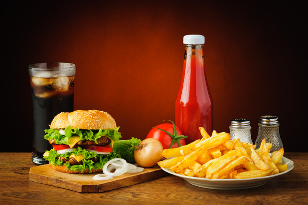 Still life with hamburger menu - Photo, Image