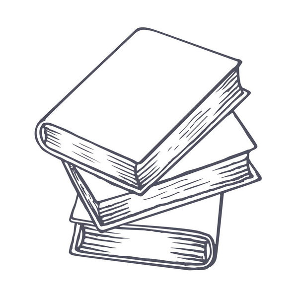 Stack of books sketch. Hand drawn books. Vector - Vetor, Imagem