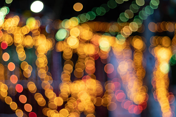 Blue, Green And Yellow, Blurred, Bokeh Lights Against Black Background - Photo, Image