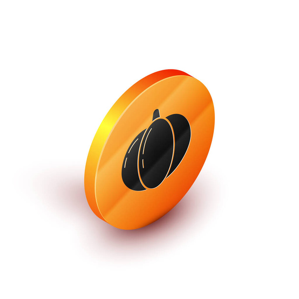 Icono isométrico de calabaza aislado sobre fondo blanco. Feliz fiesta de Halloween. Botón círculo naranja. Ilustración vectorial
 - Vector, imagen
