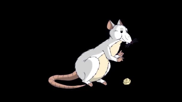 Rato branco senta-se e come queijo. Animated Looped Motion Graphic com Alpha Channel. Feliz Ano Novo Chinês 2020
 - Filmagem, Vídeo