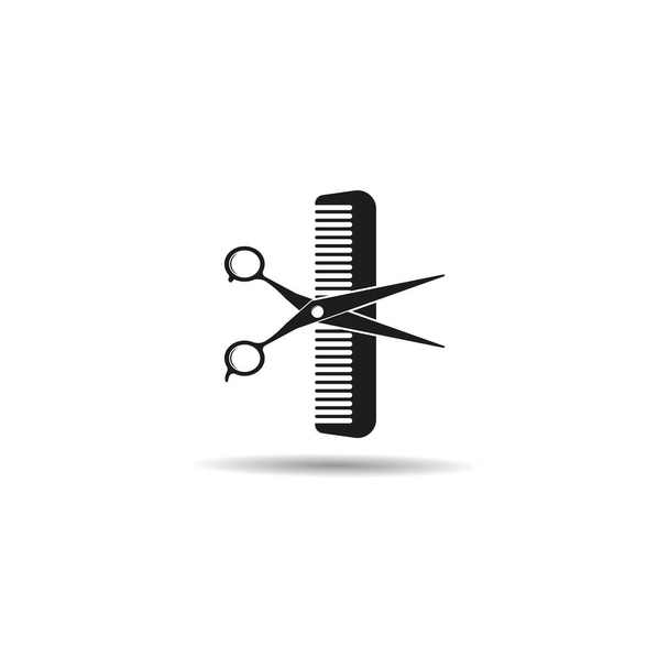 Scissors and comb logo vector icon illustration - Vector, Image