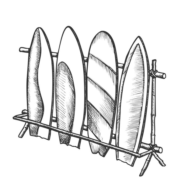 Surfboards σε διαφορετικό σχέδιο για Rack Ink διάνυσμα - Διάνυσμα, εικόνα