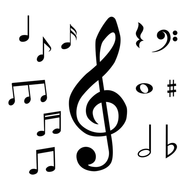 Conjunto de notas musicales y símbolos. Ilustración vectorial aislada
. - Vector, imagen