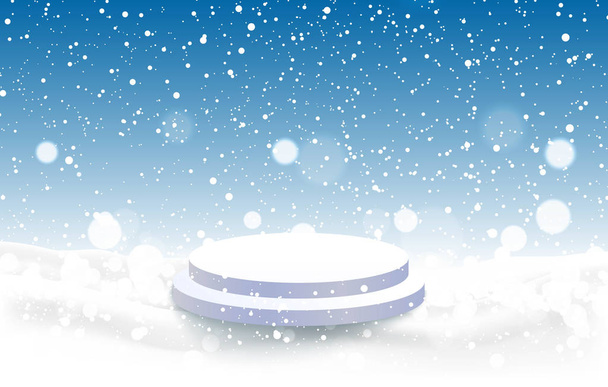 podio blanco con fondo nevado
 - Vector, Imagen