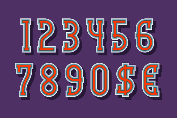 Cut numbers and currency signs with volumetric edging and shadow - Vector, Image