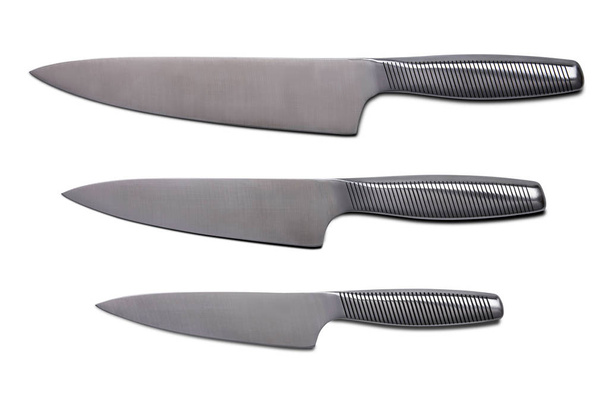 A set of three knives cut out on a white background. - Photo, Image