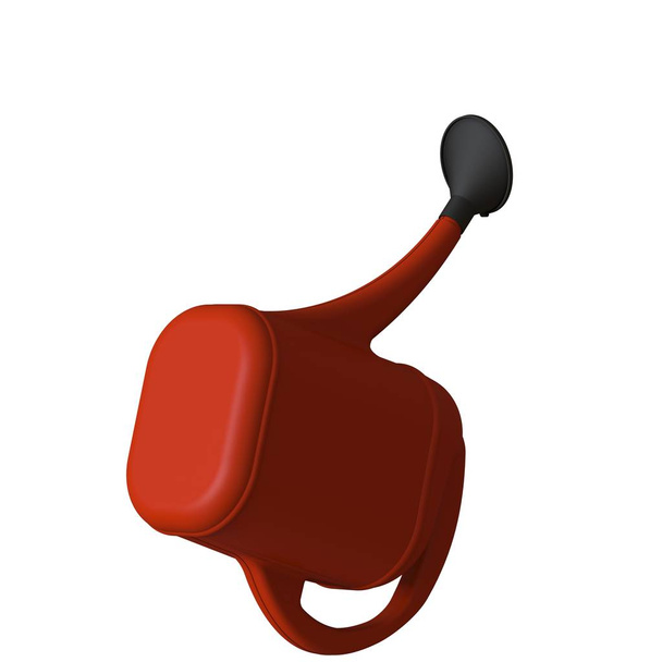 Red garden watering can on a white background, isolate. 3D rendering of excellent quality in high resolution. It can be enlarged and used as a background or texture. - Fotoğraf, Görsel