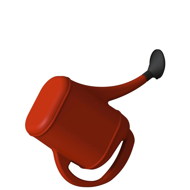 Red garden watering can on a white background, isolate. 3D rendering of excellent quality in high resolution. It can be enlarged and used as a background or texture. - Фото, изображение