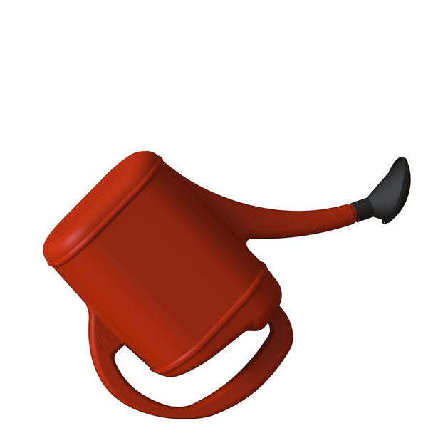 Red garden watering can on a white background, isolate. 3D rendering of excellent quality in high resolution. It can be enlarged and used as a background or texture. - Fotoğraf, Görsel