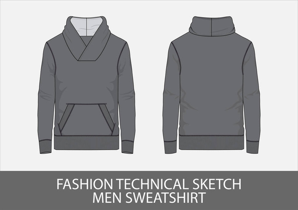 Mode technische schets mannen Sweatshirt in vectorafbeelding - Vector, afbeelding