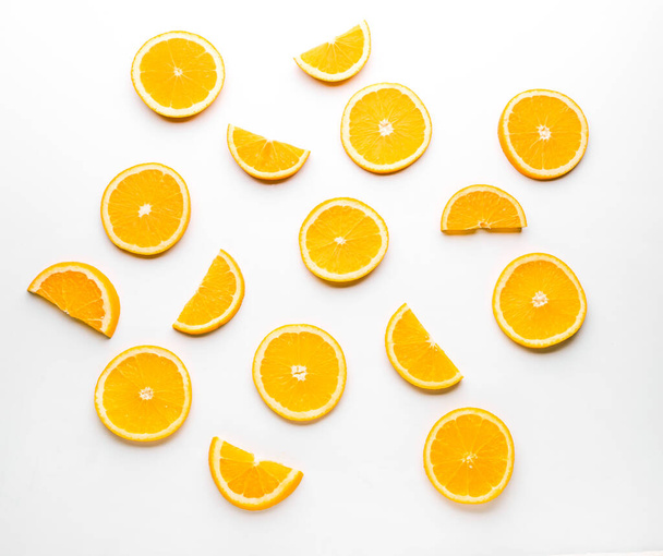 Fresh orange slices on white background - Foto, Imagem