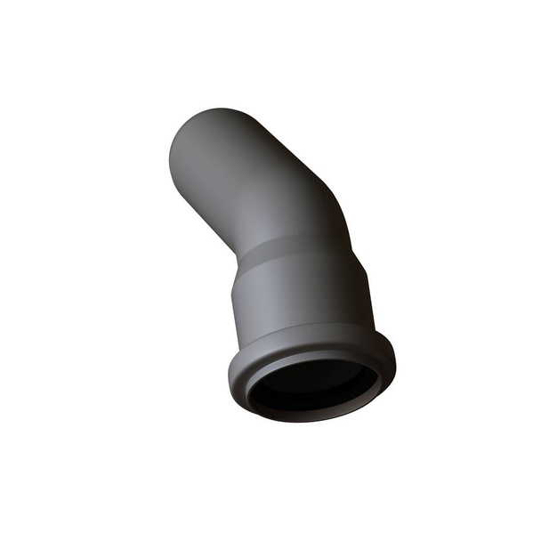 Plastic sewer pipe grey on white background, isolated. 3D rendering of excellent quality in high resolution. It can be enlarged and used as a background or texture. - Fotoğraf, Görsel