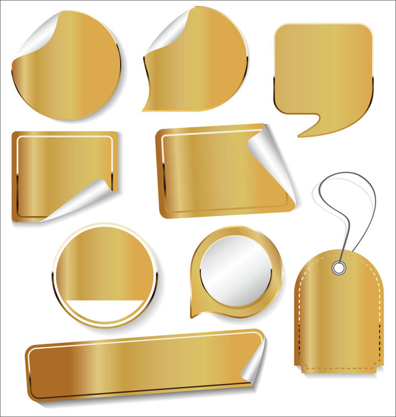 Sale stickers and tags golden collection - Vector, Image