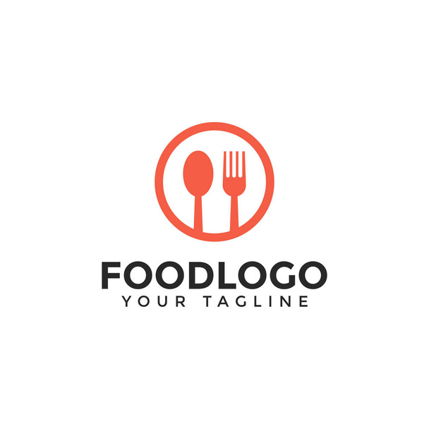 Ложка и вилка круга, питание, шаблон логотипа ресторана
 - Вектор,изображение