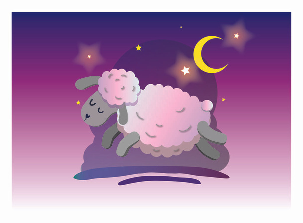 Sozinho ovelhas nas nuvens
 - Vetor, Imagem