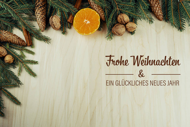 Frohe Weihnachten und ein gluckliches Neues Jahr, різдвяна листівка - Фото, зображення