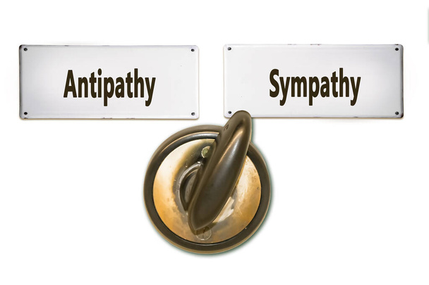 Straßenschild zu Sympathie versus Antipathie - Foto, Bild
