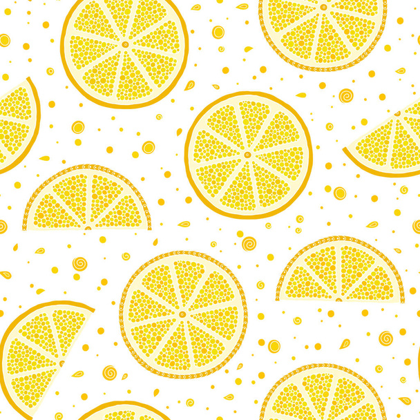 Mano de limones frescos dibujada sobre un fondo blanco
 .    - Vector, Imagen