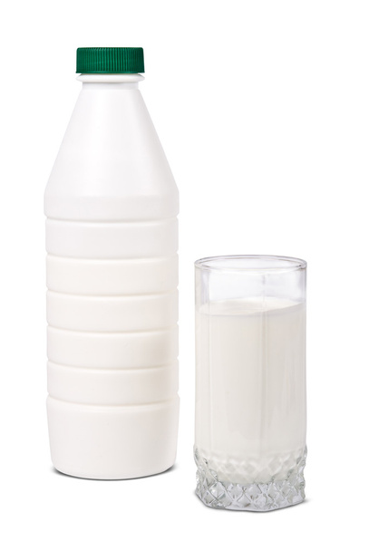 Bottle and glass with yogurt - Фото, зображення