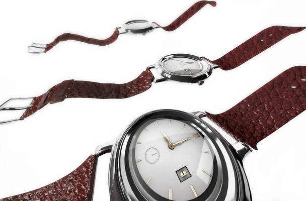 Illustrazione 3d di orologio da polso meccanico costoso volare come un s
 - Foto, immagini