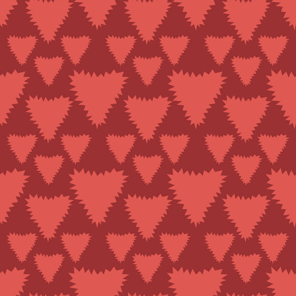 ギザギザの縁を持つハートのシームレスなパターン。布のためのフラットベクトル背景、包装紙 - ベクター画像