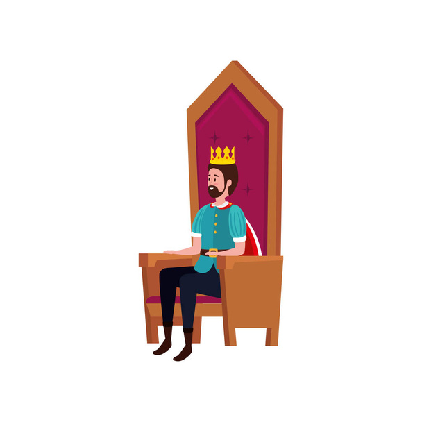 Märchenkönig sitzt auf Stuhl - Vektor, Bild